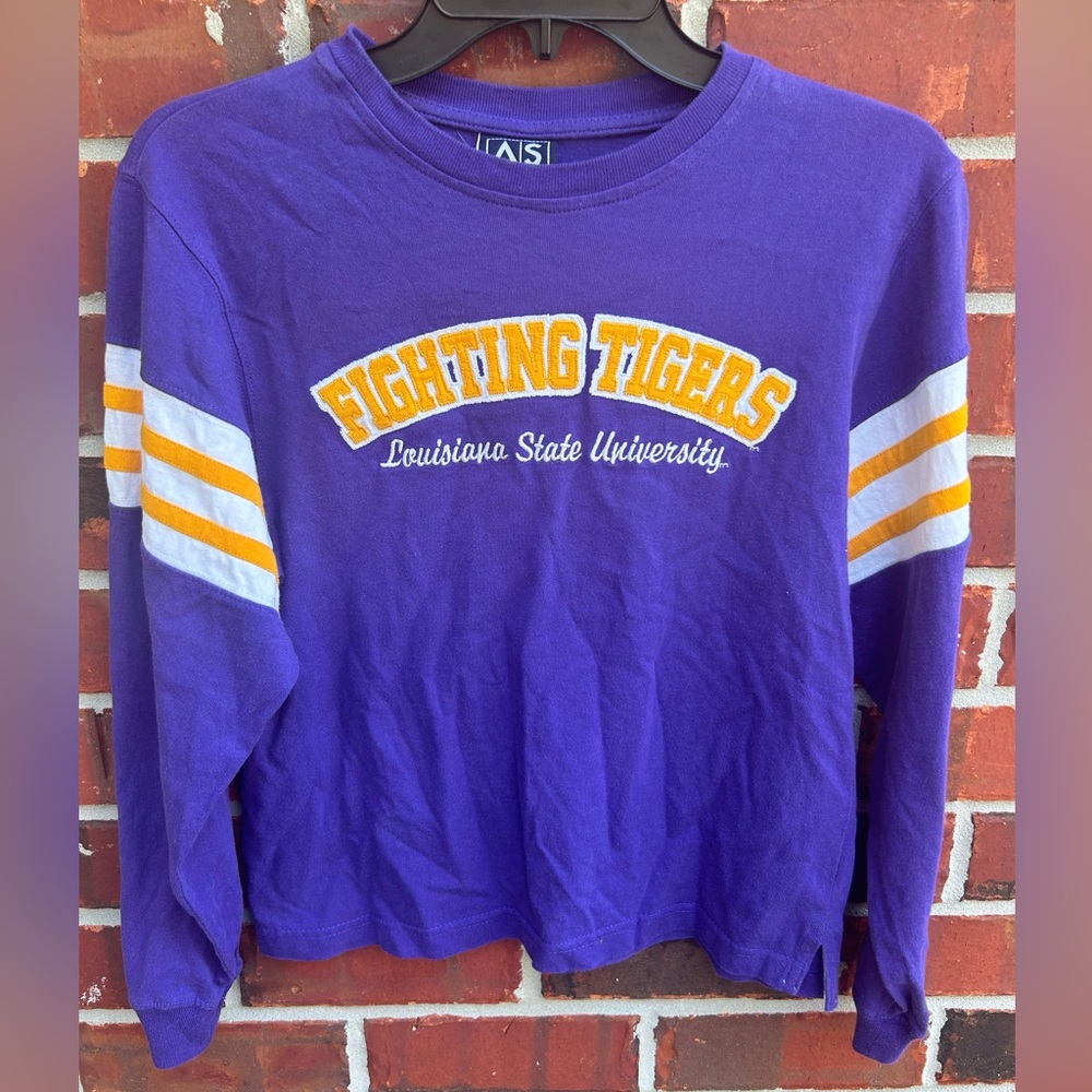 A/S Sports LSU Tigers Womens Long Sleeve Pullover with Stitching & Embroidery M